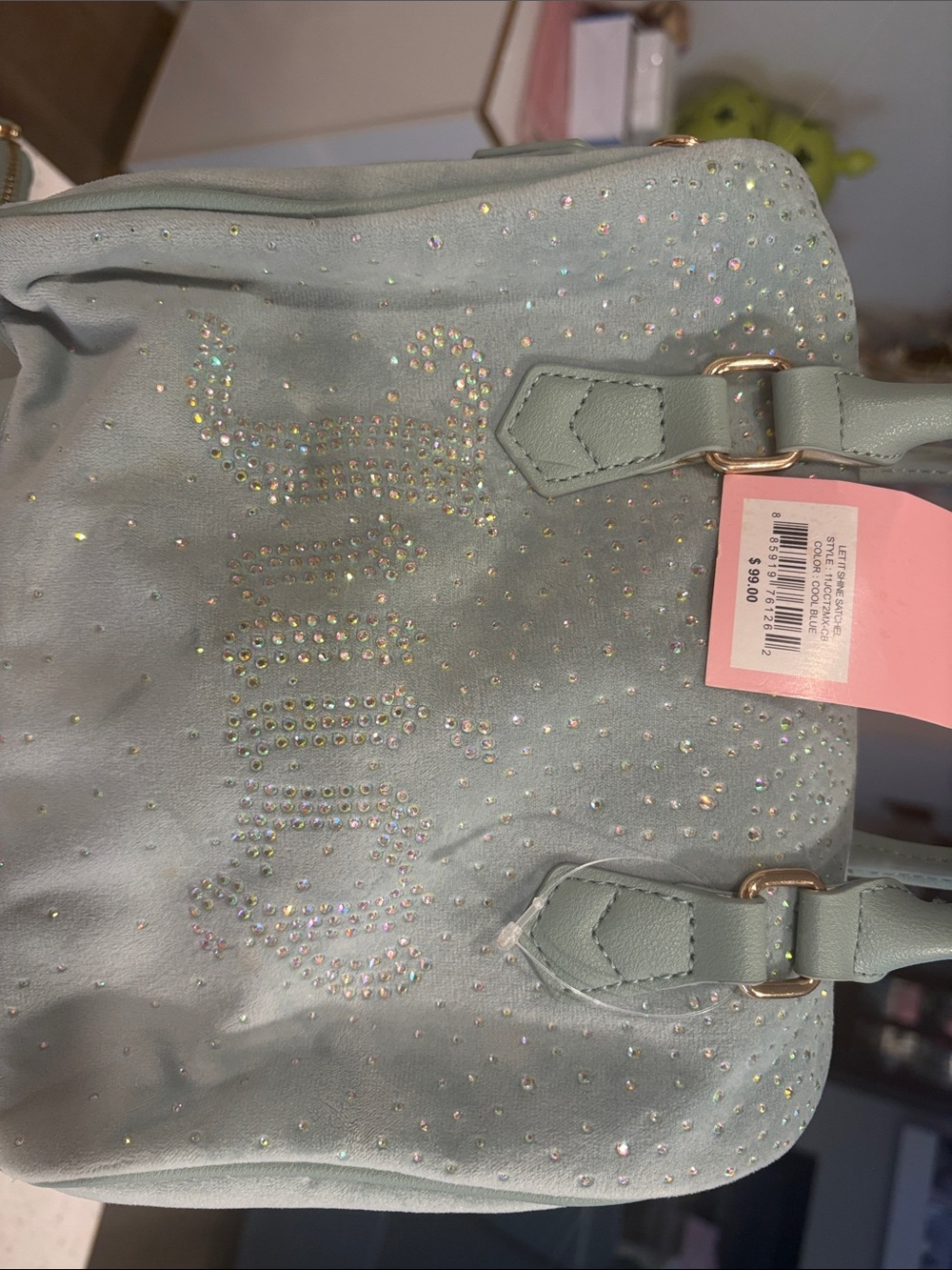 Juicy Couture Mint Rhinestone Embellished Shoulder Bag